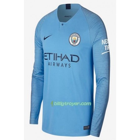 Billige Fotballdrakter Manchester City Hjemmedraktsett 2018/19 Langermet